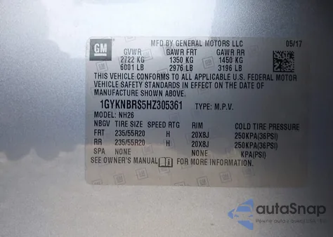 2017 Cadillac Xt5 Luxury z USA, uszkodzony, nr VIN 1GYKNBRS5HZ305361